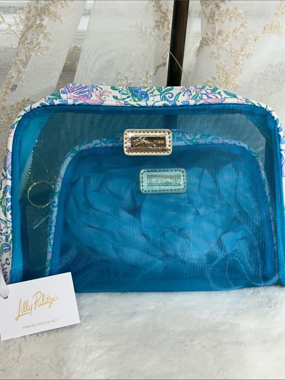 Lilly Pulitzer Pulitzer Travel Pouch Set,two nesting mesh organizers